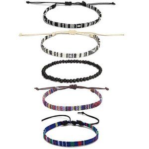 5pcs Surfer Beach Bracelet Set Men and Women Handmade Boho Bracelets